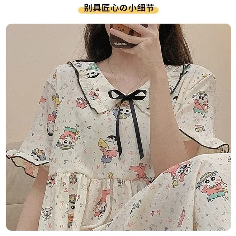 Ins Trend 140kg Large Size Loose Home Dress Women\'s Summer Thin Pajamas Loungewear Students Short Sleeve Princess Sleepshirts