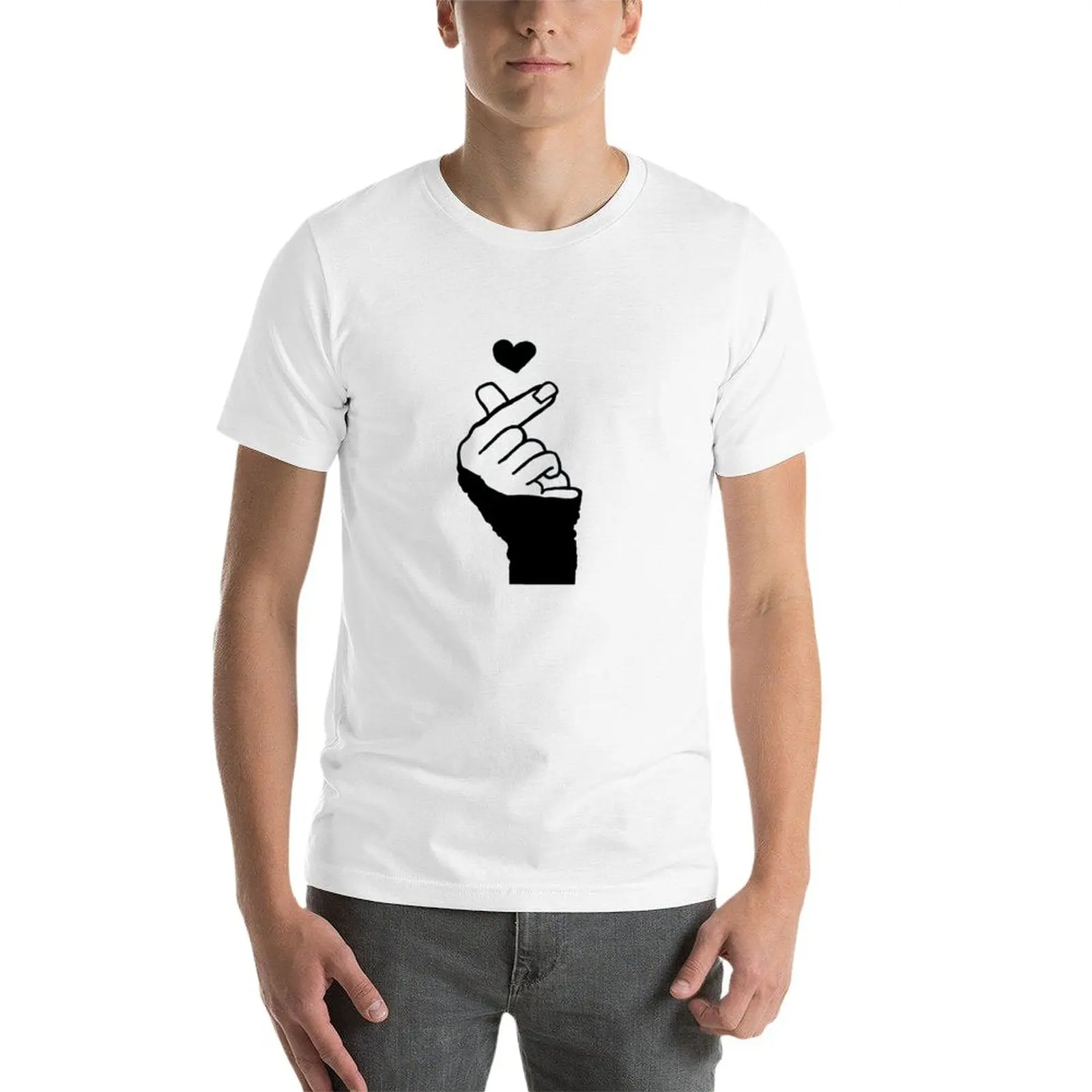 New Heartu Hand Heart T-Shirt quick drying shirt funny t shirts summer clothes man clothes plain white t shirts men