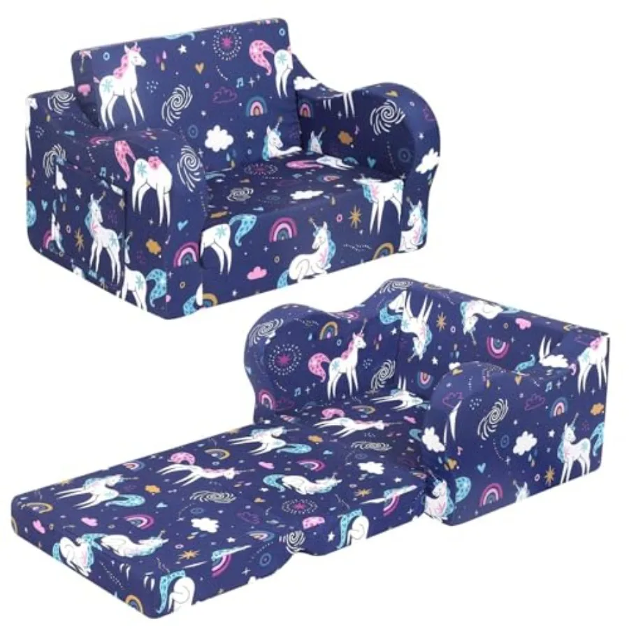 

Sofa 2-in-1 Flip-Out Foam Couch Foldable Soft Play Lounge Chair