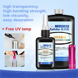 50ml/250ml Kafuter UV Glue UV Curing Adhesive K-300 Transparent Crystal and Glass Adhesive with UV Flashlight