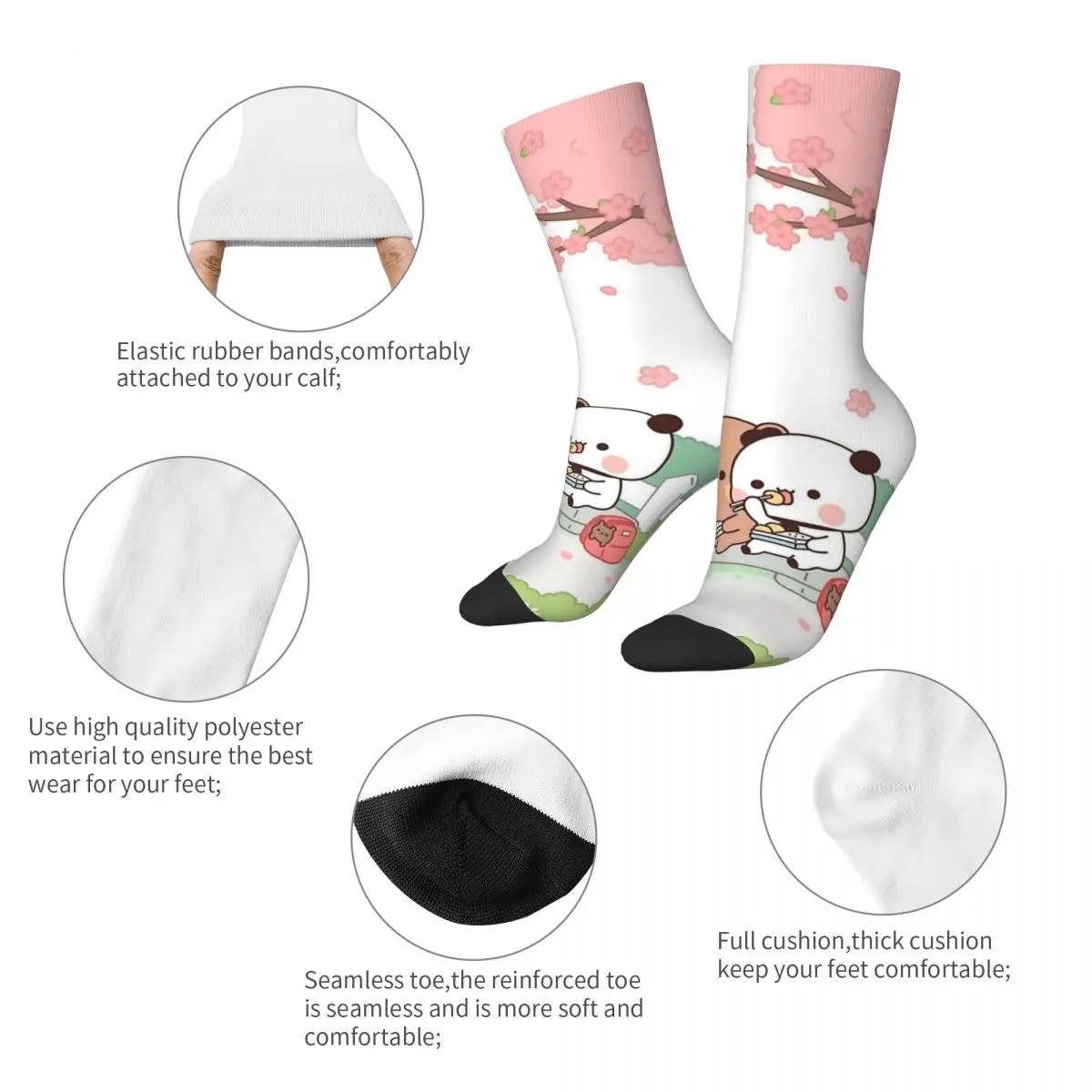 Autumn Winter Hip-hop Men's Women's Bubu And Dudu Bears Eating Socks Non-slip Soccer Socks