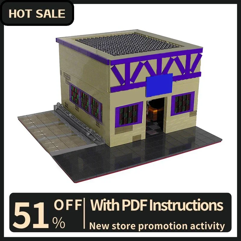

New 1093Pcs Famous Anime Moc Simpsoned Moe's Tavern Model Building Custom Puzzle Diy Creative Idea Toys Birthday Christmas Gifts