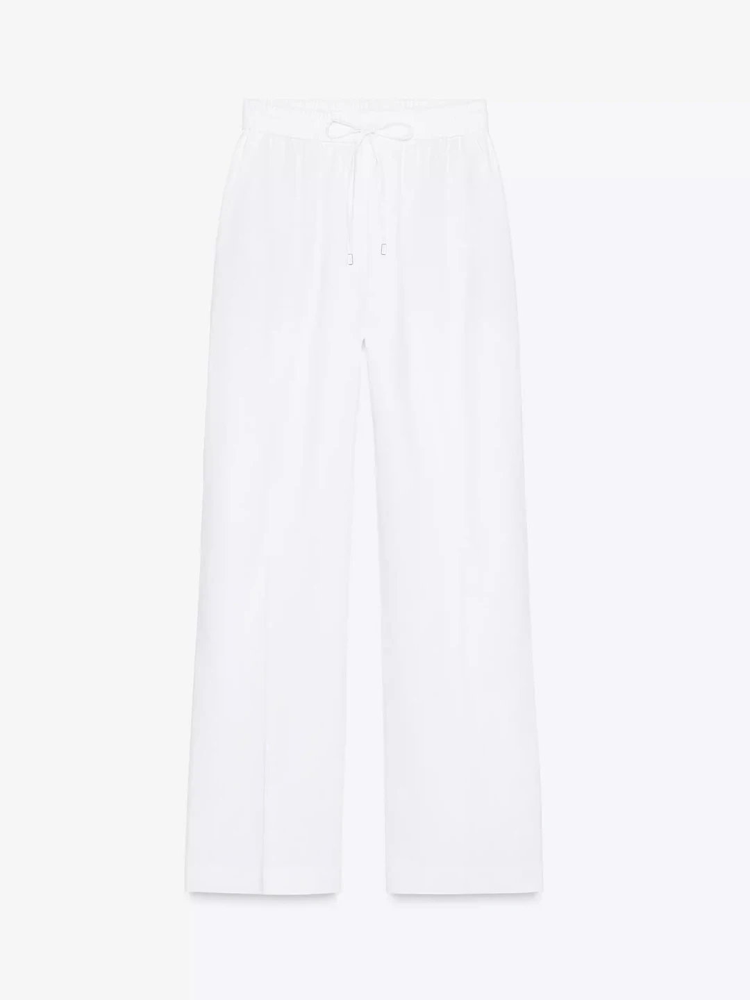 Calças Casuais de Linho Brancas Ultra- Atraentes com Corte Solto e Pernas Retas para Mulheres Verão Finas Novas Sle 2025 Calças Longas