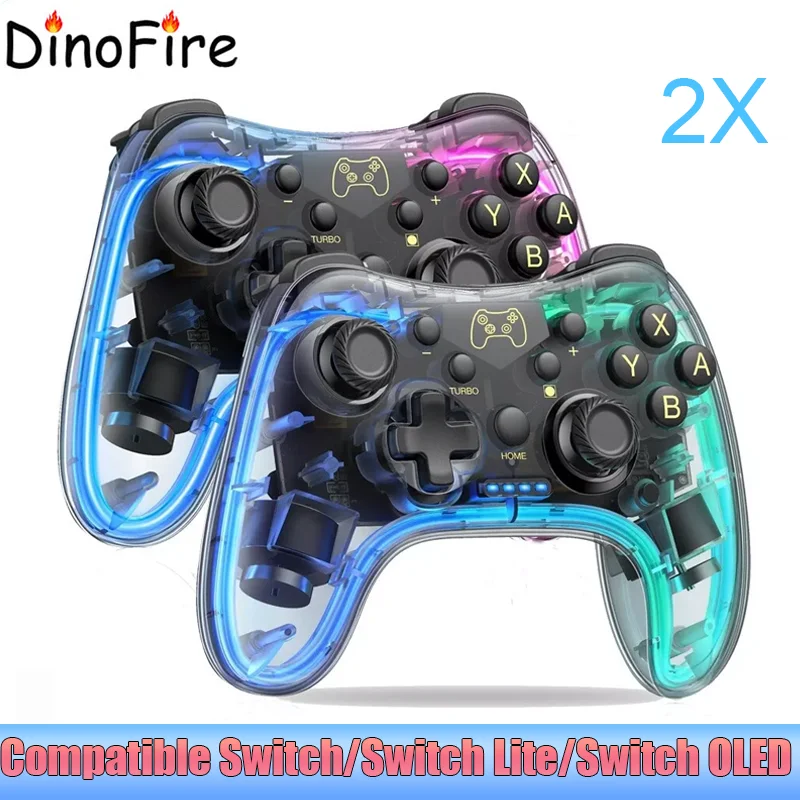 2PCS For Nintendo Switch Controller Compatible with Switch/Lite/OLED Controller , Switch Pro Controller With RGB Breathing LED