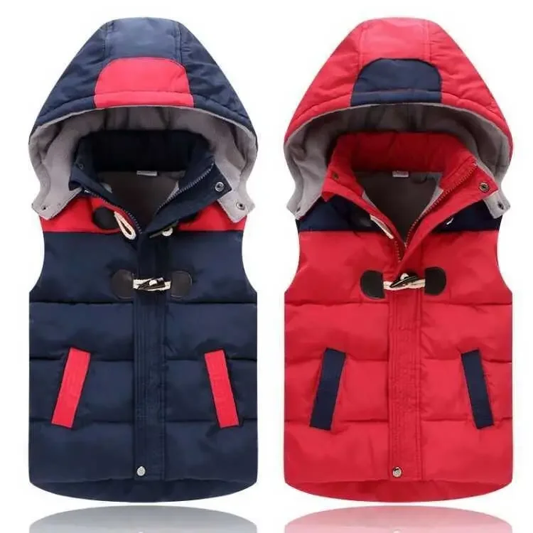 

Child Winter Vest Warm Boys Girls Down Cotton Hooded Vest Coat Jacket Child Clothing Jacket for Boy Girl Winter Clothes