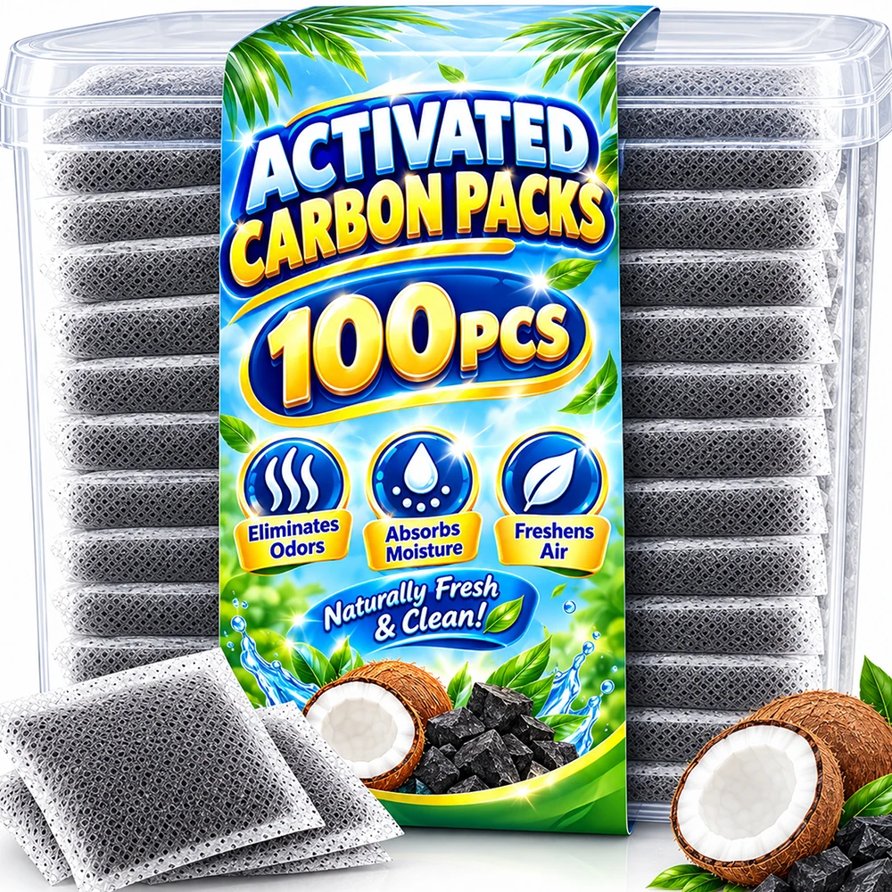 100/5pcs Non-woven Fabric Bags Activated Carbon Packs Shoes Refrigerator Freshener Deodorizer Sun Rejuvenatable Odor Filter