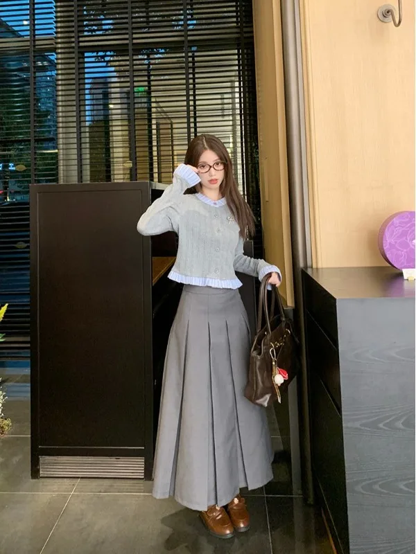 ay Strickjacke Dr. Damen 2025, neuer Frühherbst, koreanischer Stil, ganzes Set, College Sle Faionable Ensemble