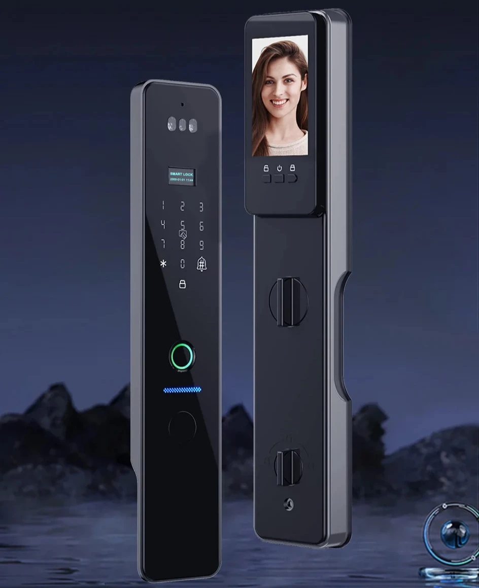 R2 IP66 Waterproof Tuya WiFi 3D Facial Automatic Fingerprint Electronic Lock With WiFi Camera Active Real-time Monitor