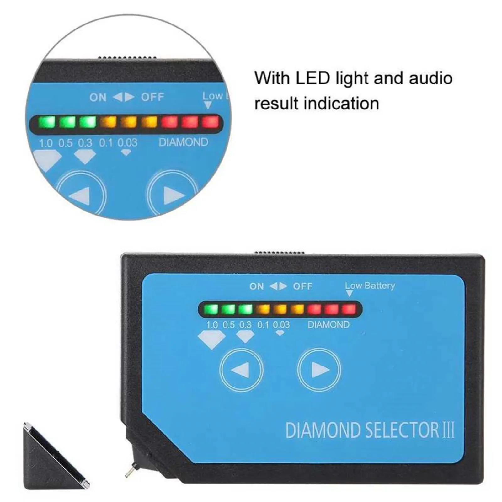Credit Card Size Diamond Tester Selector III, Portable One-Touch Gemstone Detector with Red LED & Sound