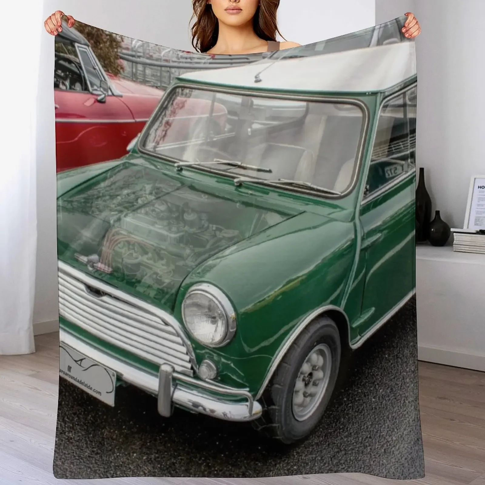 Coffee n Classics Misted bonnet Morris Mini Cooper Throw Blanket Versatile Cozy Throw Blanket for All Occasions