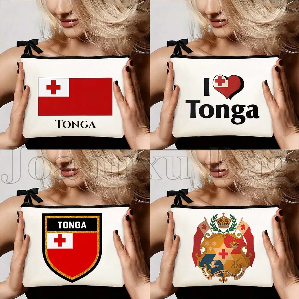 

Косметичка с флагом и картой Тонги, персонализированные подарки, органайзер для косметики и туалетных принадлежностей, дорожный чехол для хранения, пенал для карандашей
