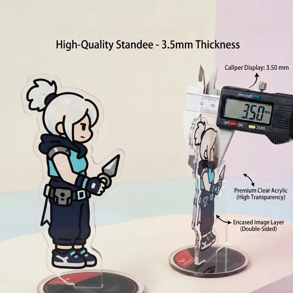 Valorant VAL 10cm Acrylic Stand Keychain Jett Reyna Double Sided HD Chibi Game Anime Desk Decor Fan Gift