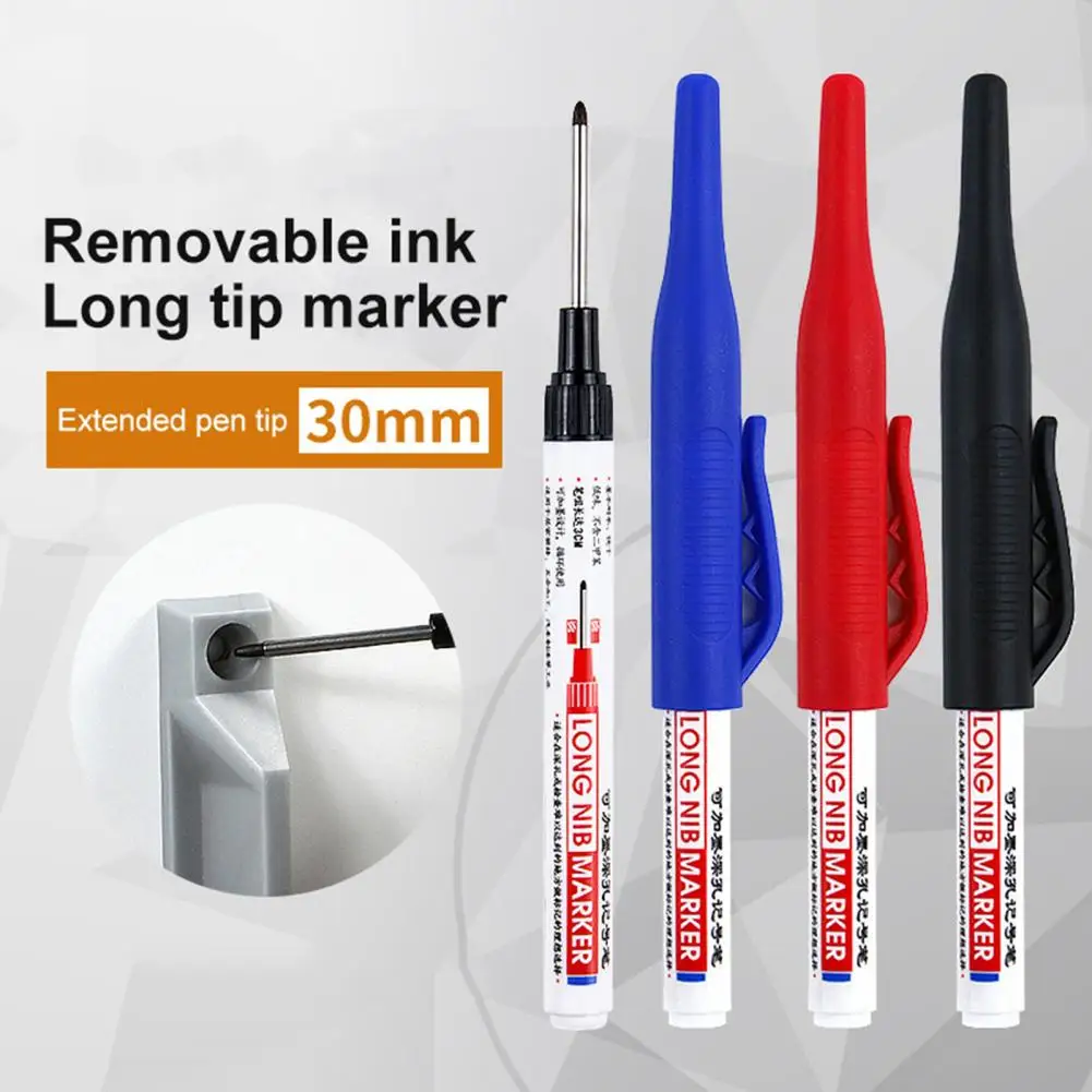 깊은 구멍 마커 펜, 방수 빠른 건조 영구 잉크 필링 클립, 세라믹 타일 목수, 깊은 구멍 마커 펜 펜, 검정 잉크