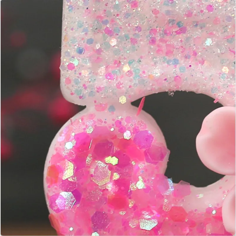 Glitter Pink Color Changing Number Candles 0 To 9 with Flowers for Birthday Cake Topper Party Decoration Atmosphere Props