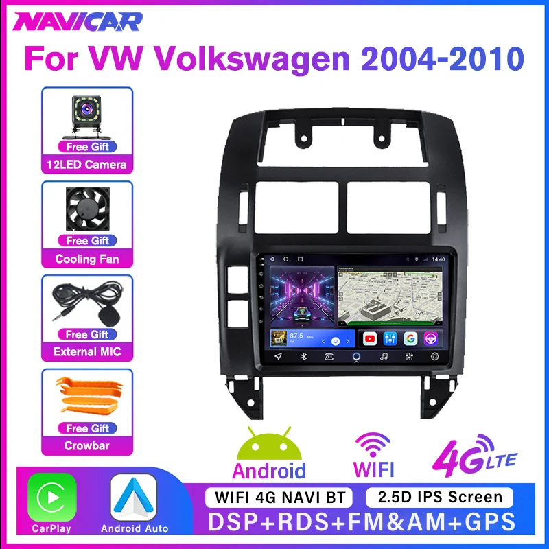 

Автомагнитола NAIVCAR, 2DIN, Android 2004, для VW Volkswagen POLO 2010-, сенсорный экран, стерео, GPS-навигация, автомобильное радио, Bluetooth