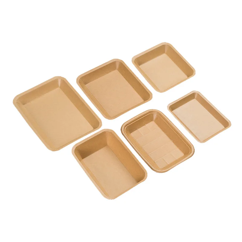 Custom. a Disposable Plate Barbecue Plate Tray Plate Commercial Dish Kraft Rectangular Tray Tableware Party Paper Food Tray