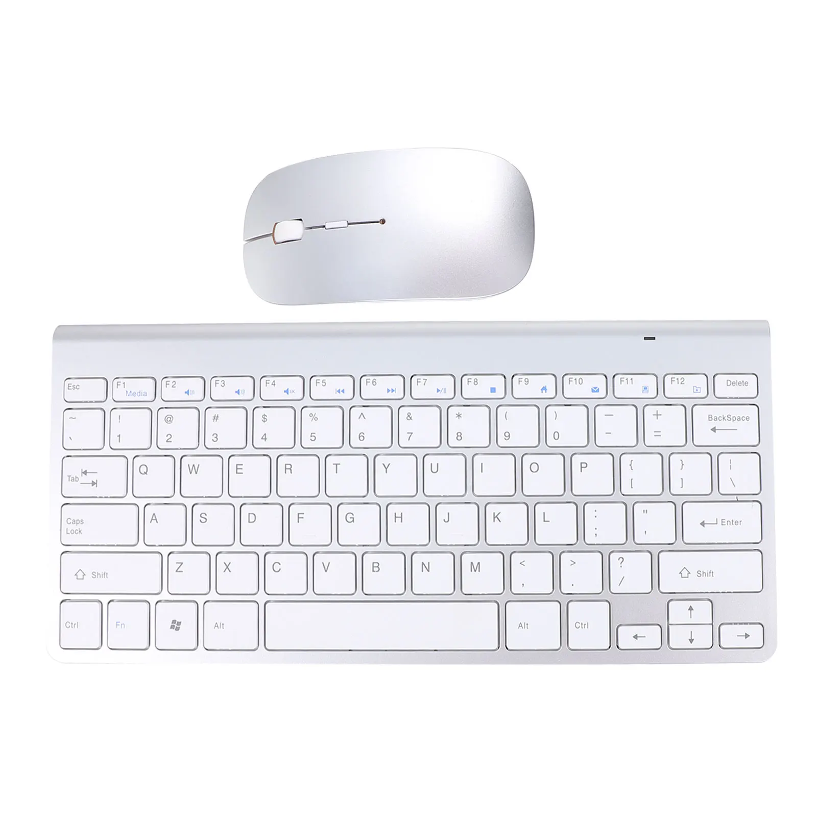 

Wireless Keyboard Mouse Combo Set Quiet Mini Simple Silver 2.4G Stable 8m Transmission Laptop Computer Accessory Multimedia FN