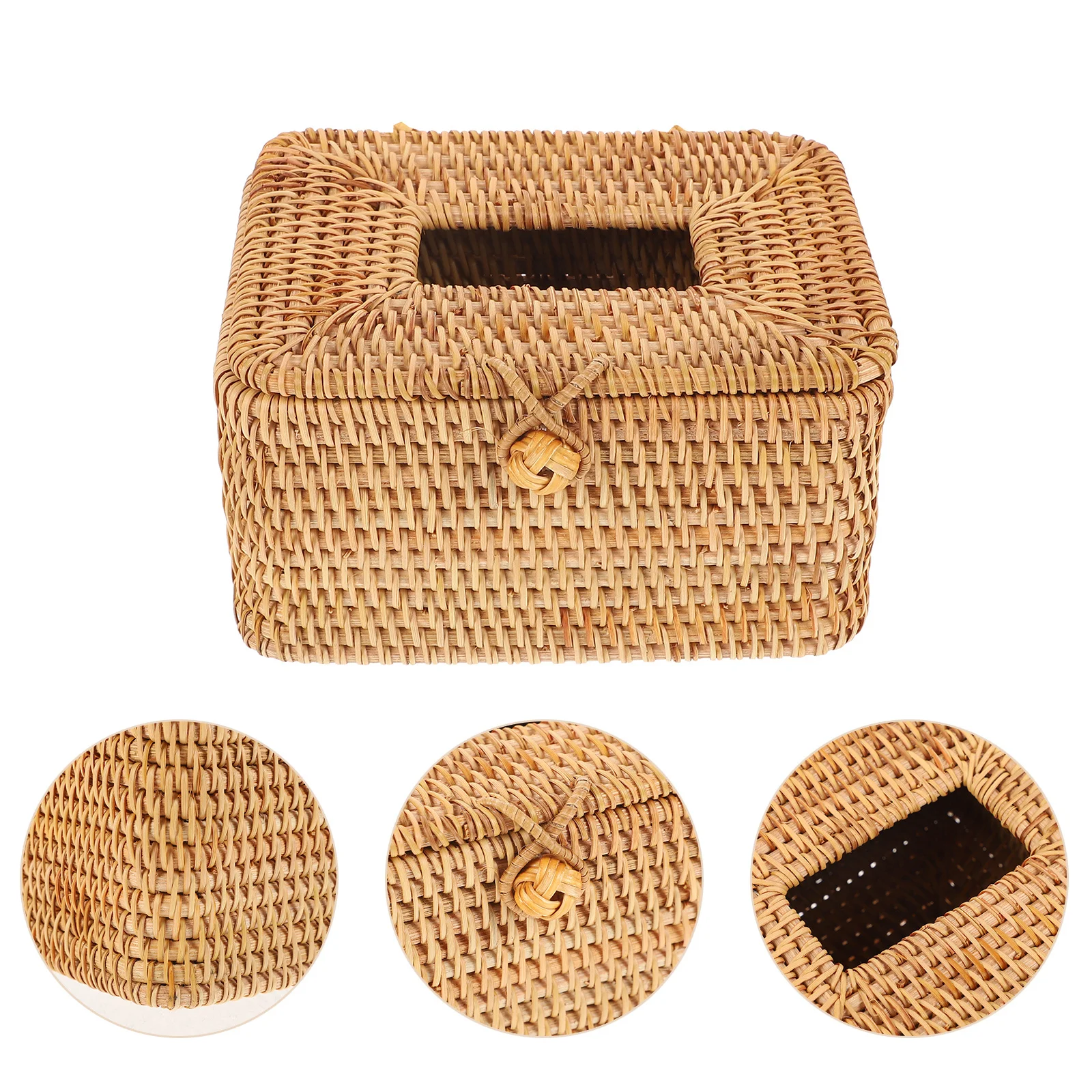 

Rattan Woven Tissue Box Creative Napkin Holder For Home Office Bedroom Living Room Storage Organizer Practical Multi-Functional