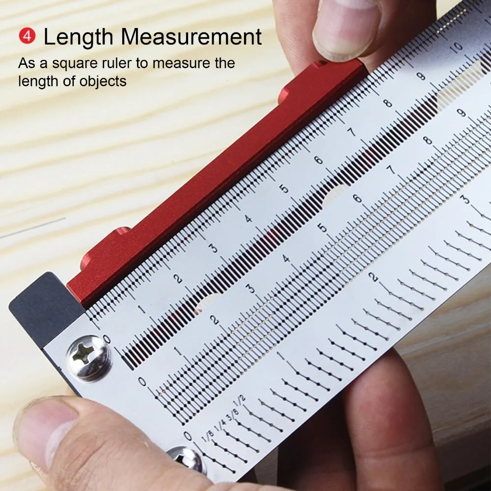 4 Inch T Square Measuring Ruler Stainless Steel 0.25mm Marking Scriber Silver 100mm Woodworking Scribing Tool Woodworking