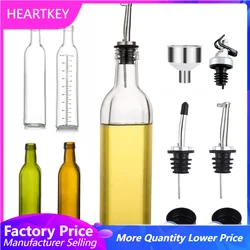 Olive Oil Dispenser Set 500ml Vinegar Cruet Carafe Decanter Measure Glass Cooking Container Oil Dispenser Bottle with Pourer
