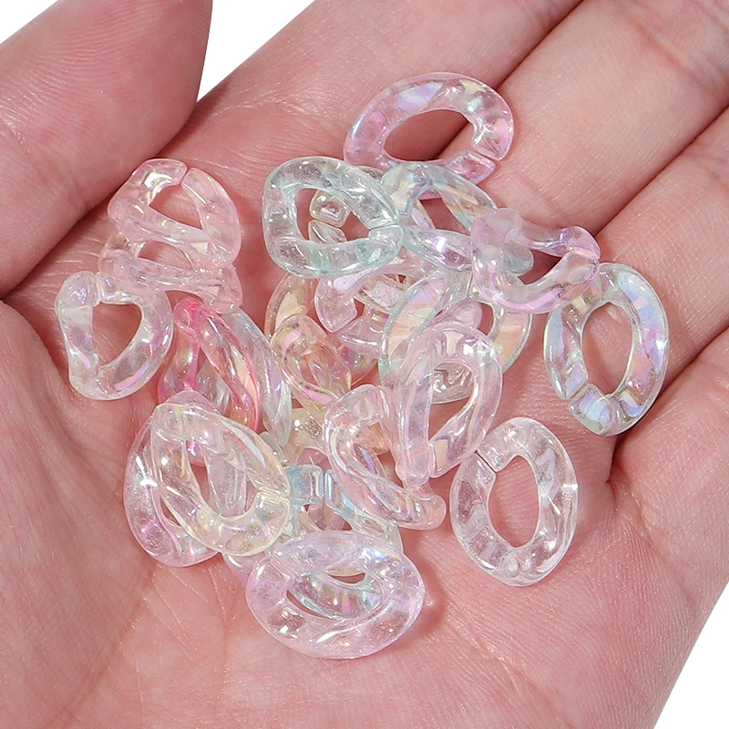 100pcs 16X12mm Acrylic Link Chain Mixed Color Hook Clasp Open Buckle Beads Connector For Jewelry Making DIY Necklace Key Chain image 6