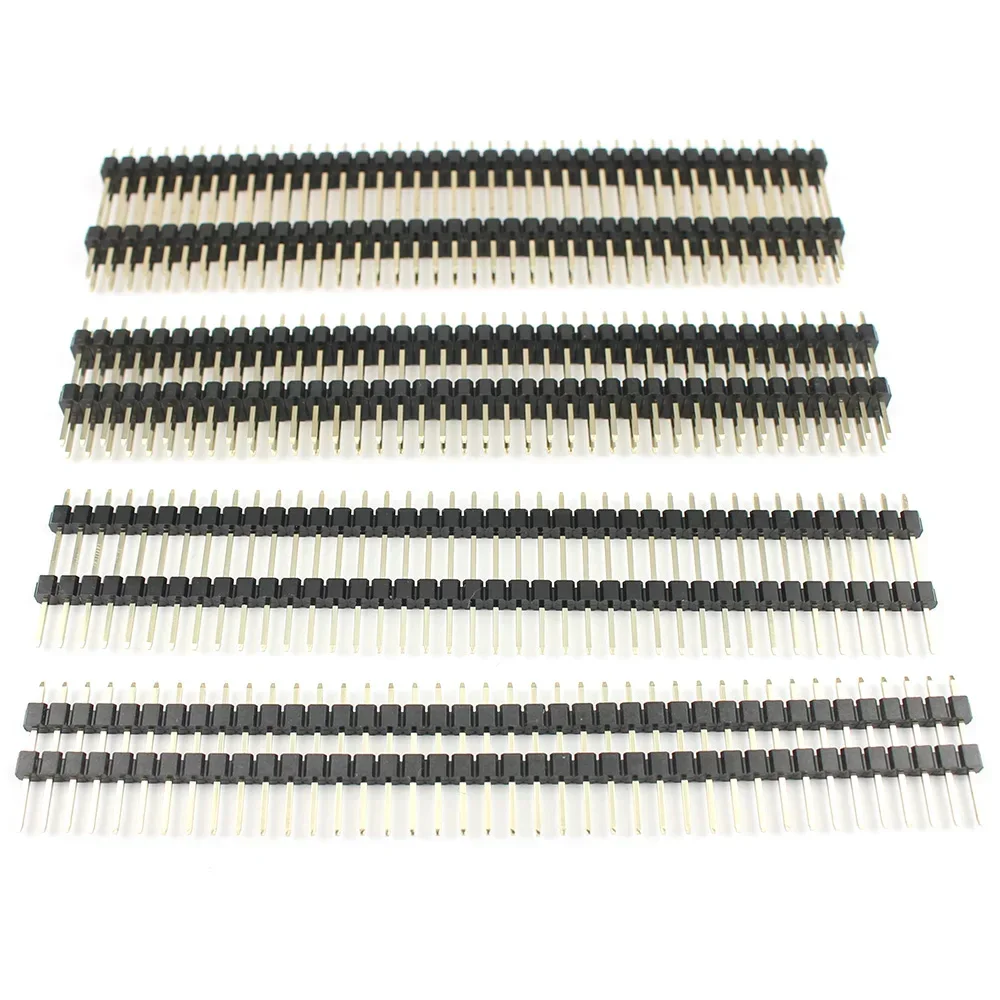 

50pcs 2.54mm 40P 1x40 2x40 Pin Header Strip Male Single Double Row Insulator Plastic Straight Connector 17mm 21mm 20mm 25mm