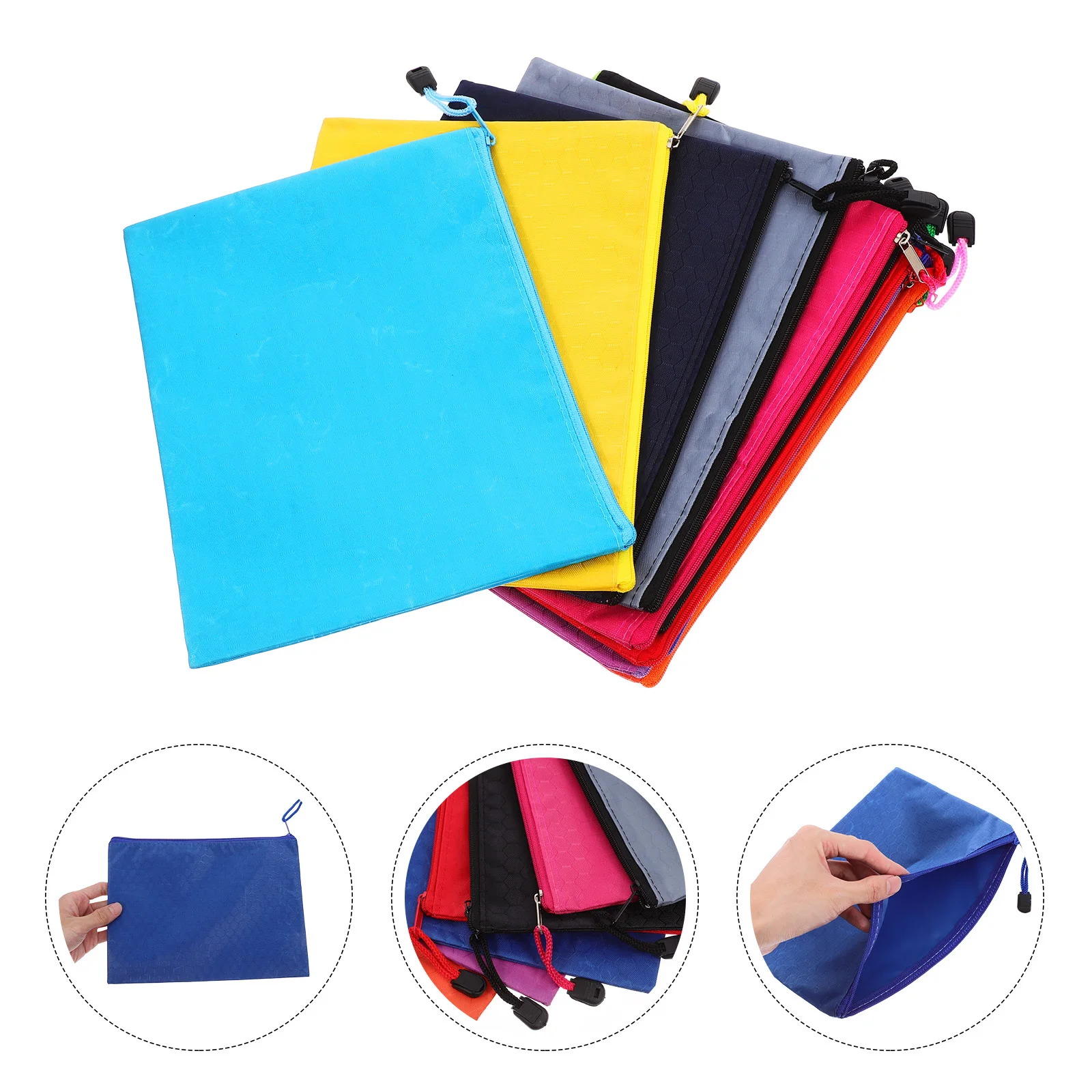 

12Pcs Waterproof Canvas Zipper Document Bag File Organizer Portable Office Document Holder Large Capacity Pouch