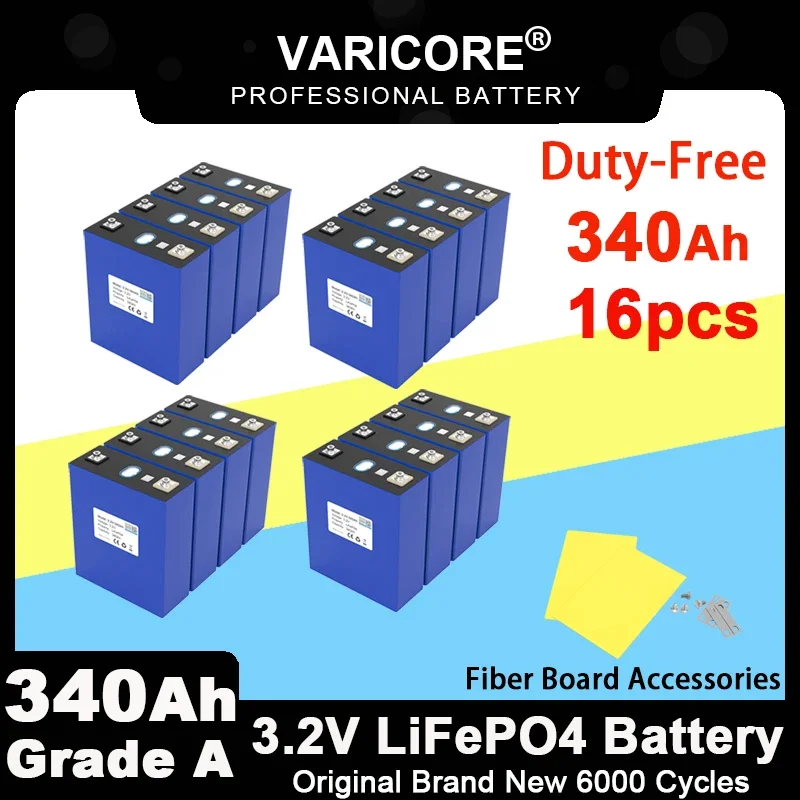 

16pcs 3.2V 340Ah Lifepo4 Battery Lithium Iron Phosphate Cell 4s 8s 12v 24v Travel Solar RV Campers Golf Cart Grade A Tax Free