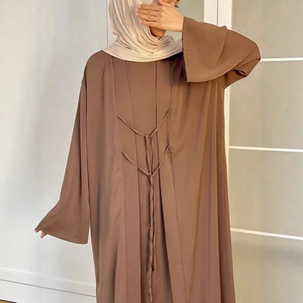 

Two piece set Robe Solid Cardigan Abaya Long Dress Matching Suit Fashion Party Evening Women Muslim Kaftan Jalabiya Women Cloth