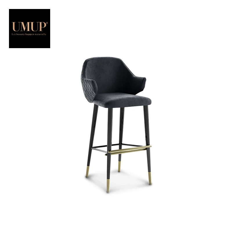 Black Bar Counter Stool Home Casual Cafe Furniture Stainless Steel Base Metal Custom High Bar Chairs Leather Modern Bar Stools