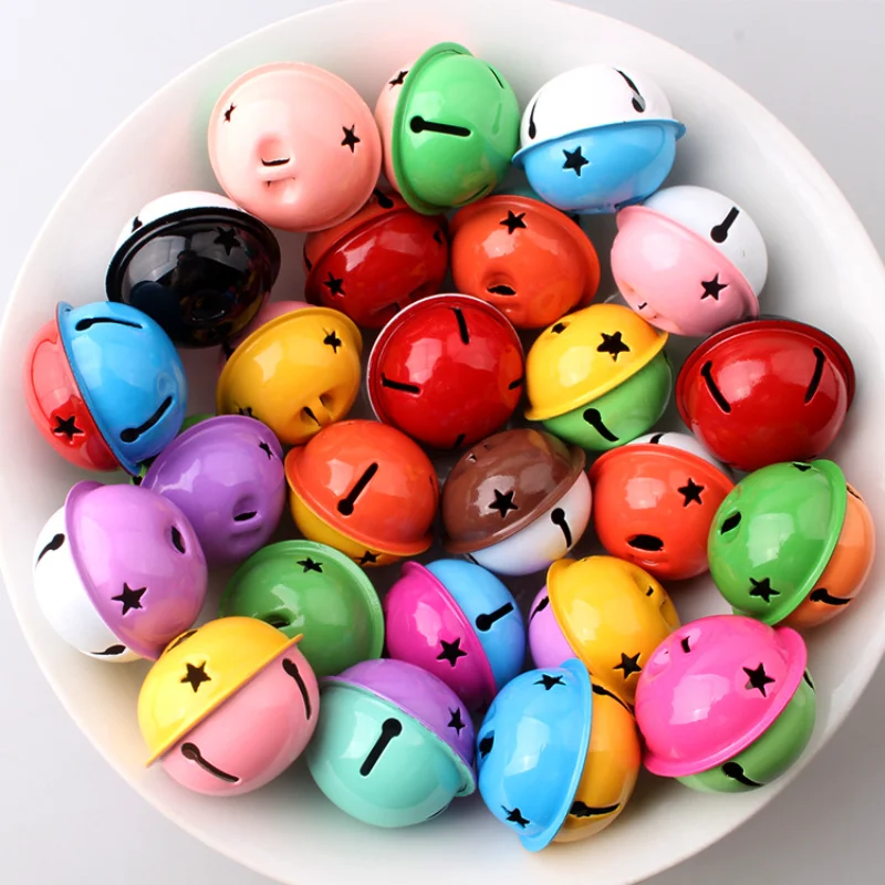 40mm Big Hollow Star Jingle Bells Pendant Frosted Bell for Festival Party Christmas Tree Decor /DIY Craft Pet Necklace Ornament