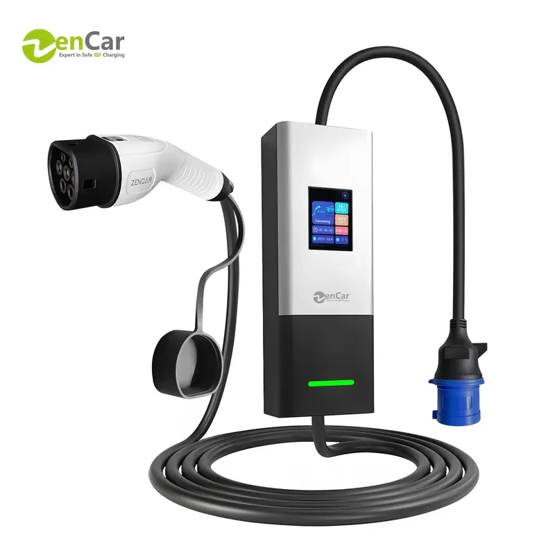 7kW Portable EV Charger Level 2 10A-32A WiFi APP IP66 for Home Charging Adjustable Amp