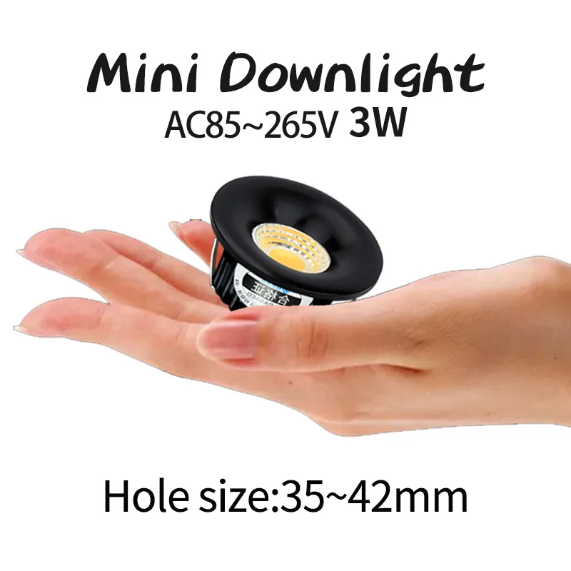 Miniluz descendente empotrada con Kit controlador, luz LED de techo de 3W, CA de 110 V/220V, tamaño de agujero de 35-42mm