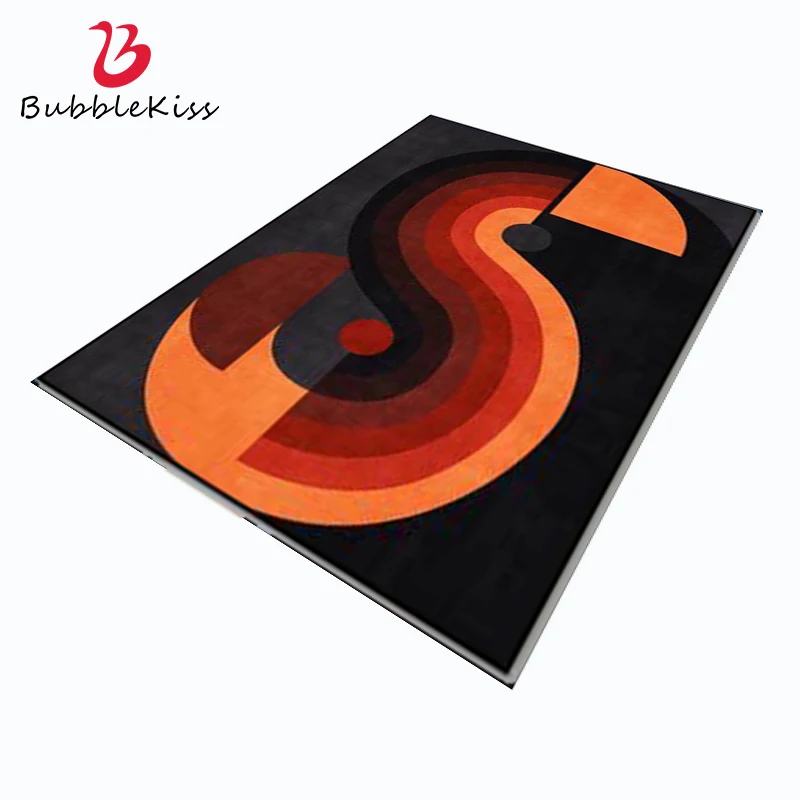 Bubble Kiss Modern Simplicity Snake Eye Design Carpet for Living Room Orange Black Geometric Pattern Rug Home Bedroom Carpet