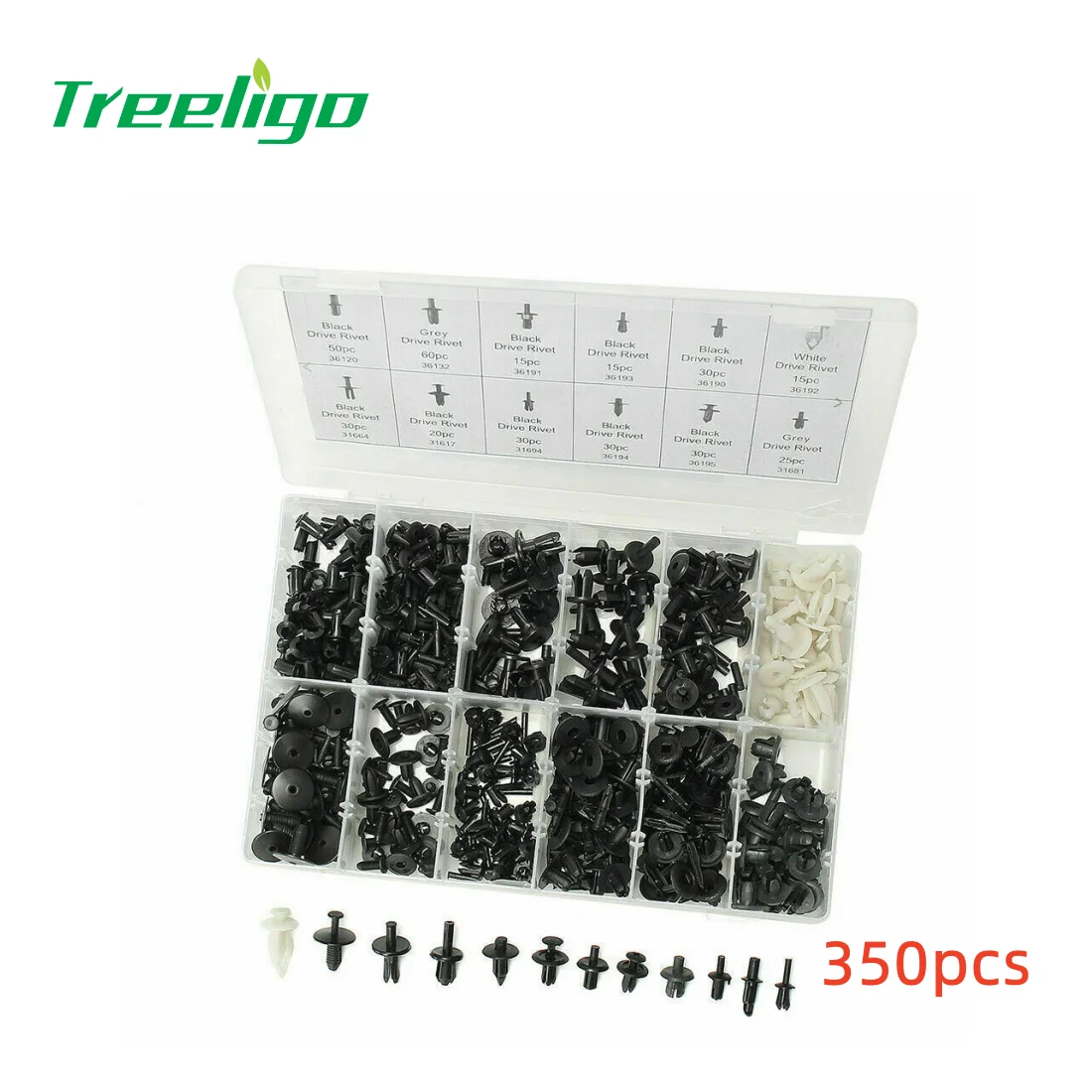

Treeligo 350Pcs Mixed Auto Fastener Clip Car Body Push Retainer Pin Rivet Bumper Door Trim Panel Retainer Fastener Kit Car Parts