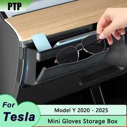 For Tesla Model Y Steering Wheel Side Storage Box Sunglasses Phone Card Key Double Layer Mini Gloves Box Car Interior Accessory
