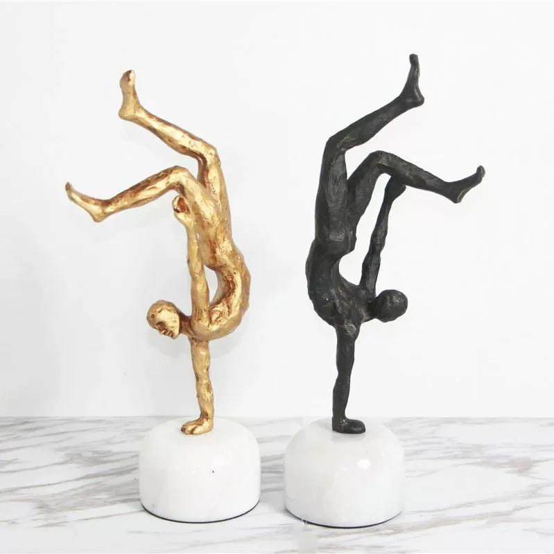 Metal Figure Sculpture Handstand Movement Gymnastics Golden Crafts Ornaments Modern Home Decoration Figurines Accessories