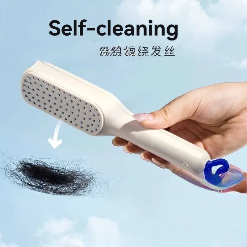 Retractable Massage Comb Rotatable Automatic Cleaning Portable Durable Light Luxury Scalp Cleaning Anti-Static Hair Comb