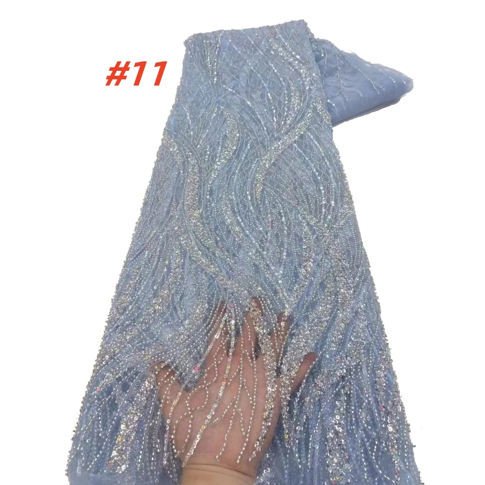 Tessuti di pizzo da sposa nigeriano con perline di lusso africano 2025 Tessuto di pizzo francese con paillettes di alta qualità per abiti nigeriani