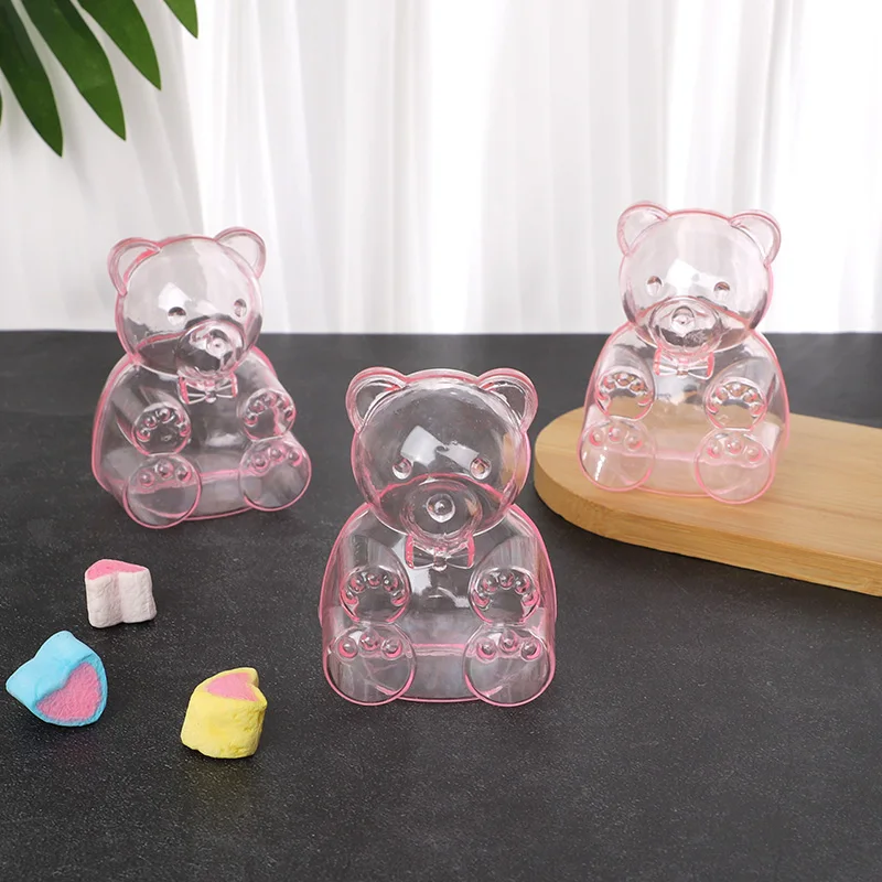 10pcs Bear Shape Candy Box Transparent Jewelry Snack Gift Packaging Box Wedding Birthday Party Decor Supplies Baby Shower Favors
