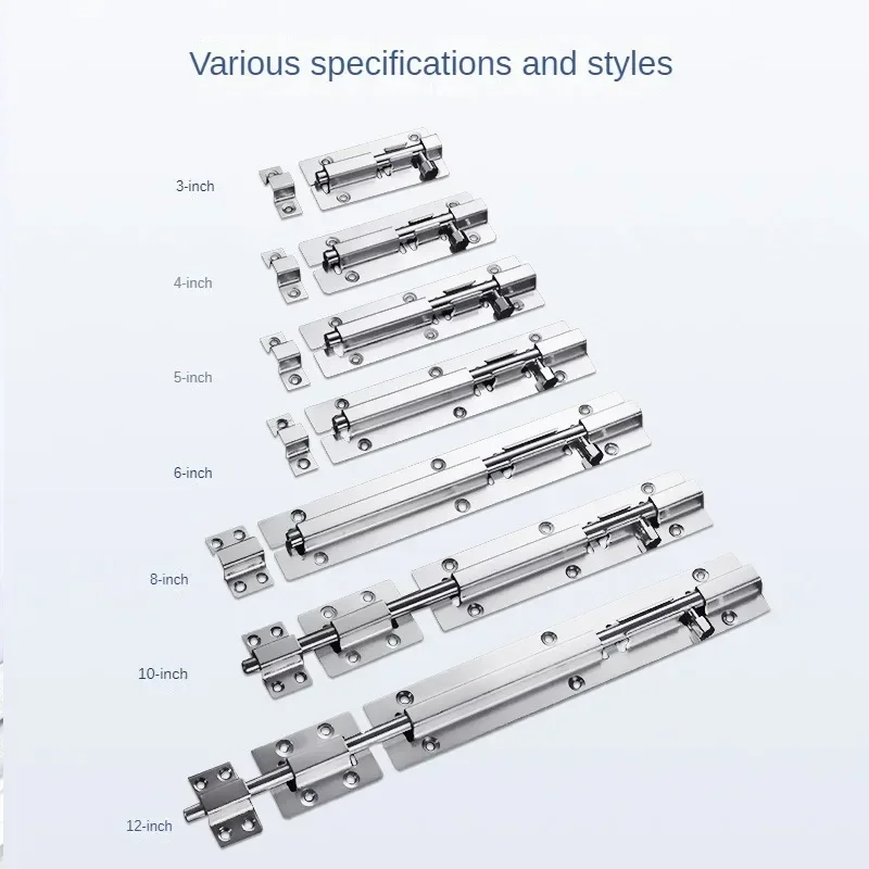 Barrel Bolt  2/3/4/5/6/8 Inch Stainless Steel Door Latch Hardware for Home Hardware Gate Safety Door Bolt Latch Lock