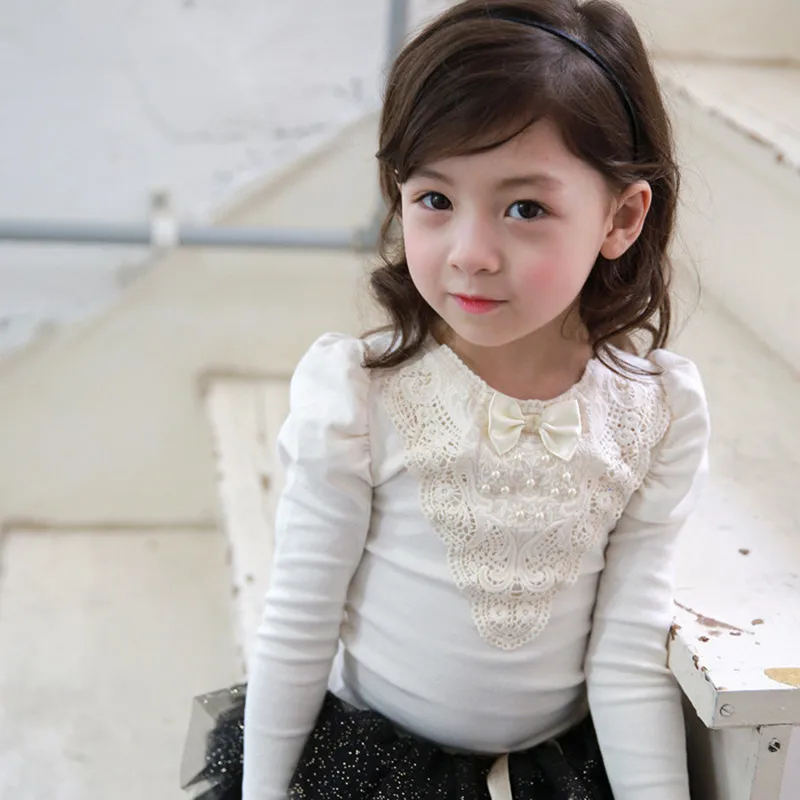 Children's Clothing Korean Version Base Shirt Girls' Sweat Cotton Round Neck T-shirt Princess Long Sleeved Fashion Clothes