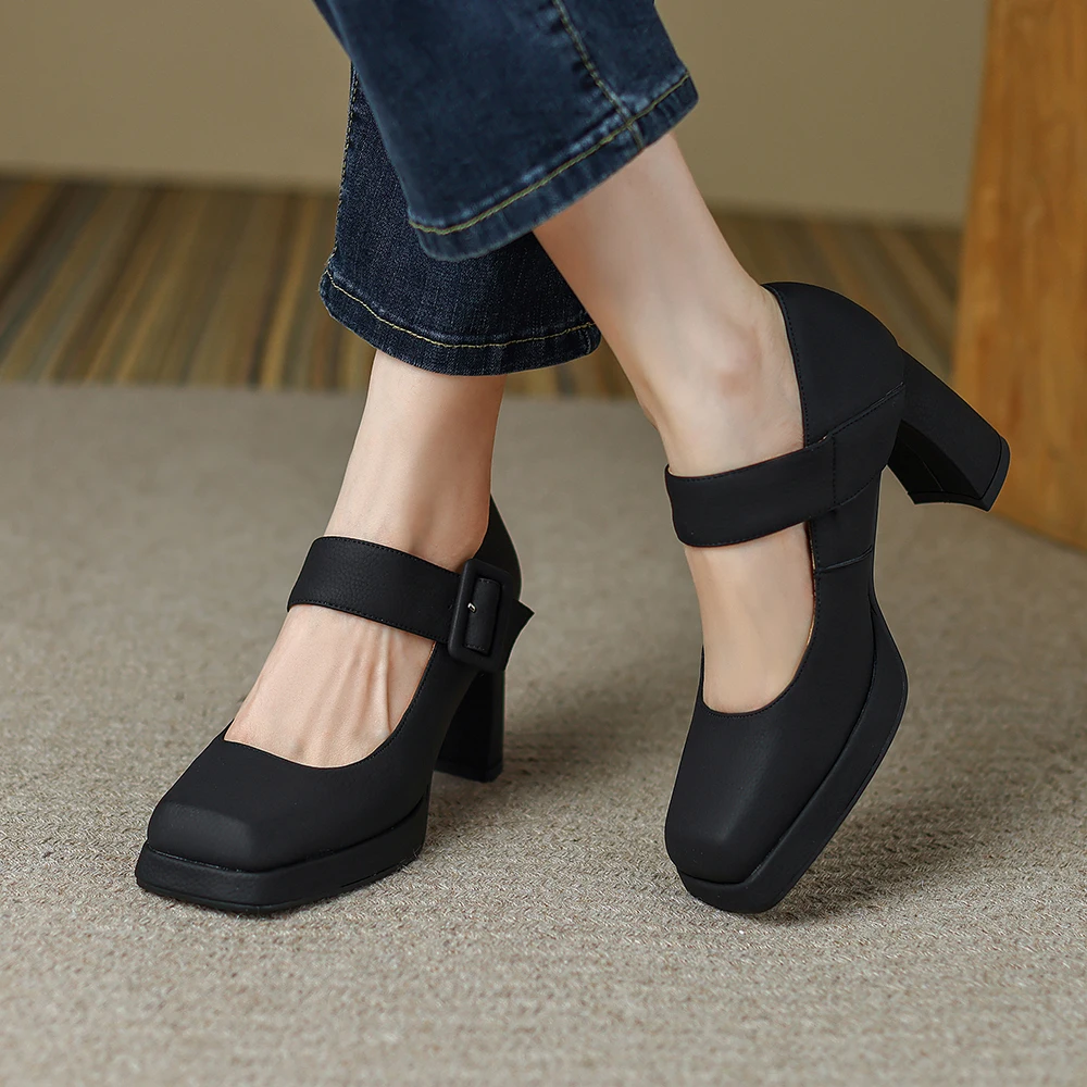 2024 Marka Moda Kobiety Square toe Pumps Sexy Chunky High Heels Platform Dress Shoes Green Party Wedding Shoes Woman 32 33