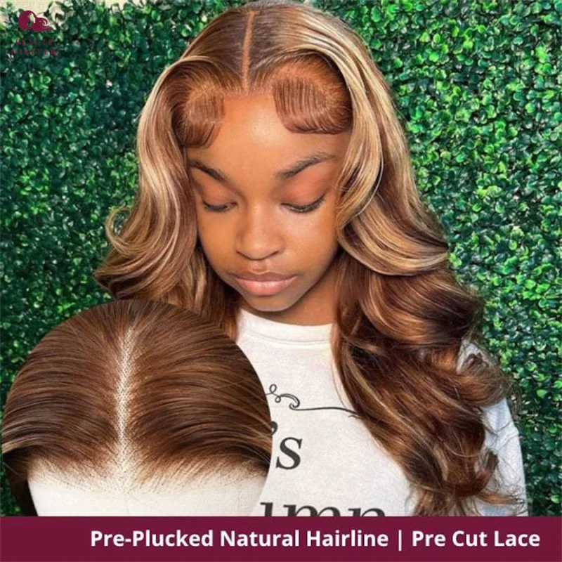 Beautyforever 3D Body Wave Honey Blonde Glueless Human Hair Wig 7x5 13x4 Bye Bye Knots Glueless Colored Lace Front Wig 180%