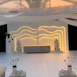 New trend customized white wedding PVC stage backdrop arch for party decoration