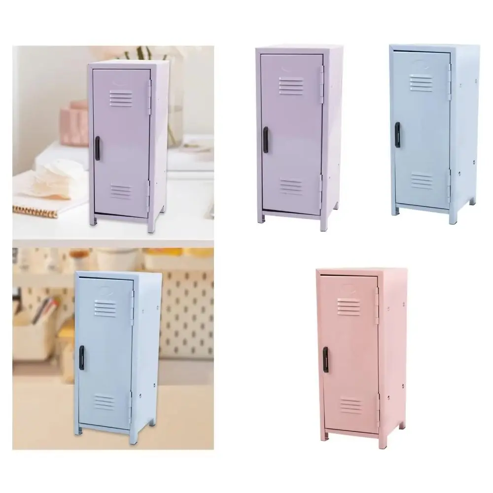 Iron Makeup Storage Cabinet Vertical Lockable Cabinet Organizer Box with A Lock Two Layers Key Storage Box Key Management