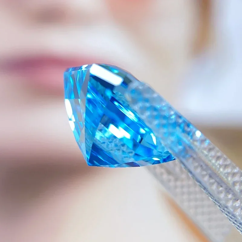 Hochwertige im Labor gezüchtete Saphire im Asscher-Schliff, Aquamarin-Farbe, VVS1-Reinheit, Charms für die Schmuckherstellung – Detail 4