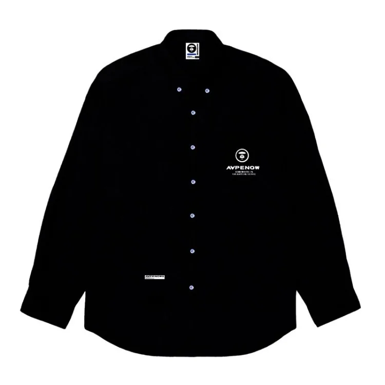 BAPE Ape Head Cotton Camo Letter Print Loose Oxford Shirt Long Sleeve Men Women Hong Kong Streetwear