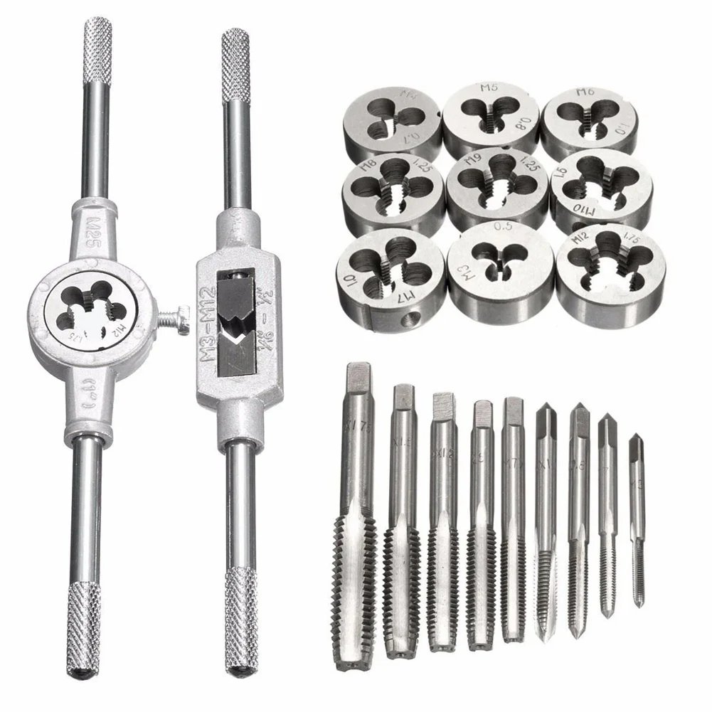 AS94-Professional Mechanical Tools Kit 20PCS M3- Male Thread Screw Threading Tap And Die Set For DIY Projects