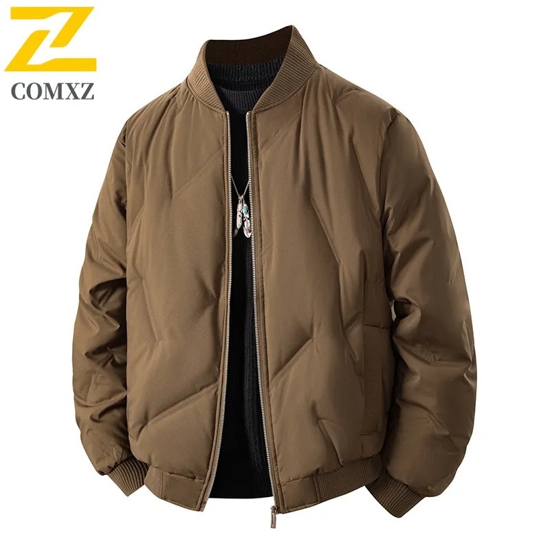 

COMXZ Warm Thick Puffer Jacket 2025 Fashion Trendy Windproof Skiing Winter Jacket Travel Lightweight Down Jacket Men's Clothing